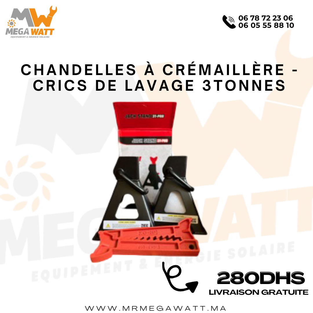 Paire de Chandelles à crémaillère / Crics De Levage Jack Stand 3 Tonnes