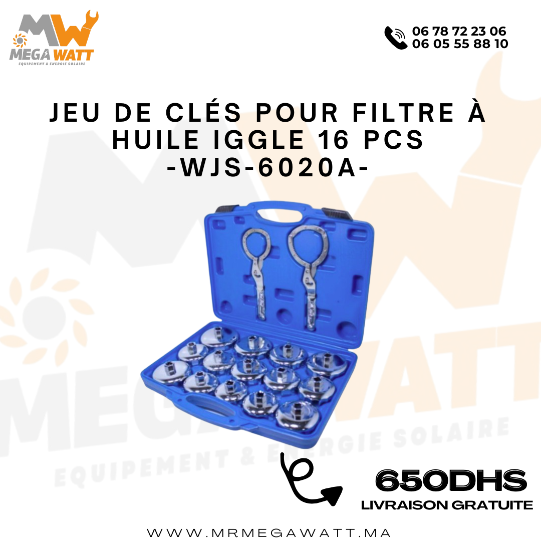 Jeu de clés pour filtre à huile 16 PCS IGLLE WJS-6020A