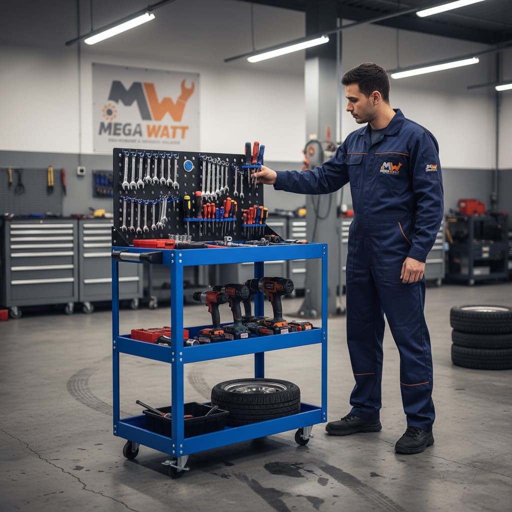 Chariot à outils 3 étages avec porte outils