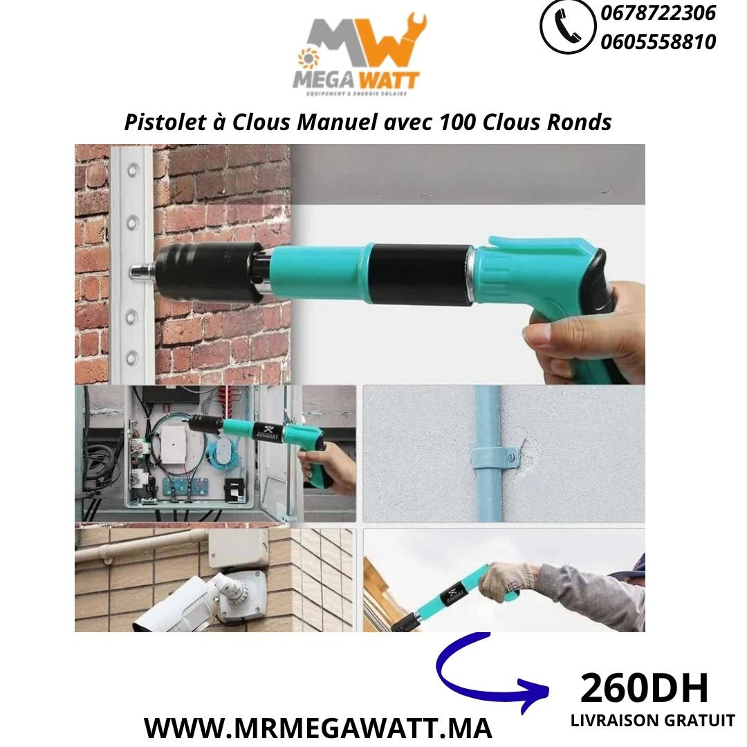 Pistolet à Clous Manuel avec 100 Clous Ronds