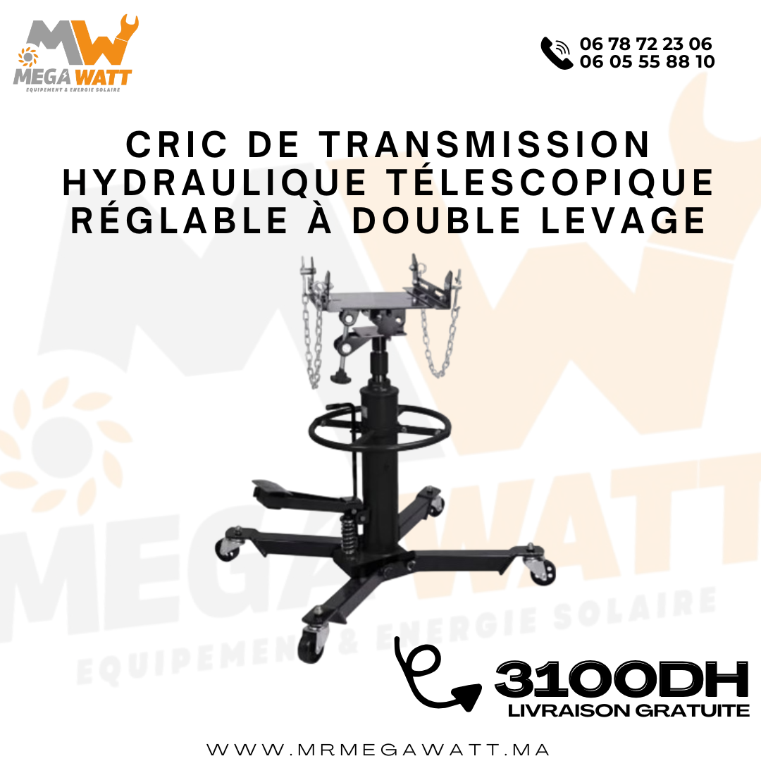 Cric de transmission hydraulique télescopique réglable à double levage