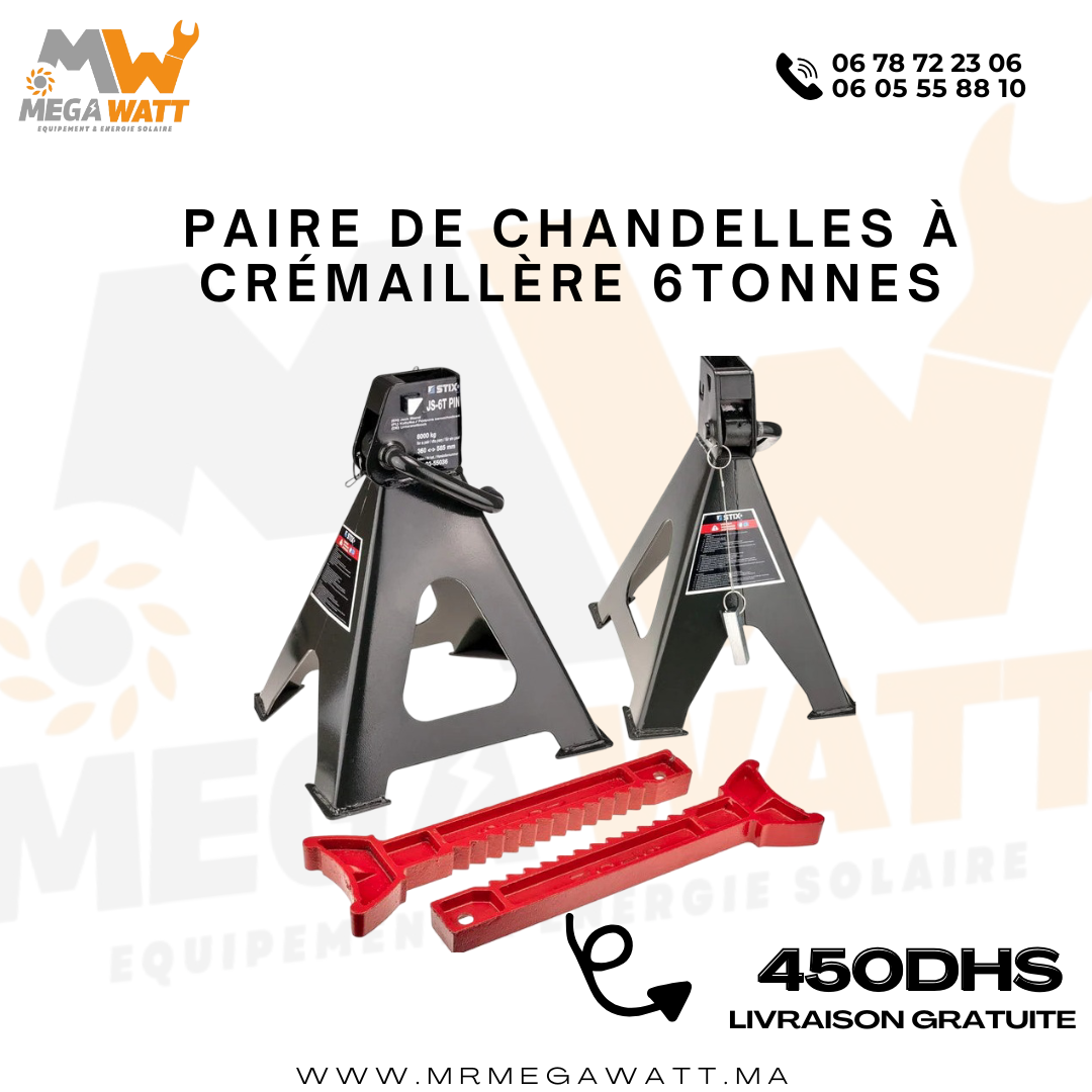 Paire de Chandelles à crémaillère -Crics de levage- 6 Tonnes