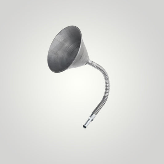 Entonnoir en acier, avec tamis et tuyau flexible, galvanisé